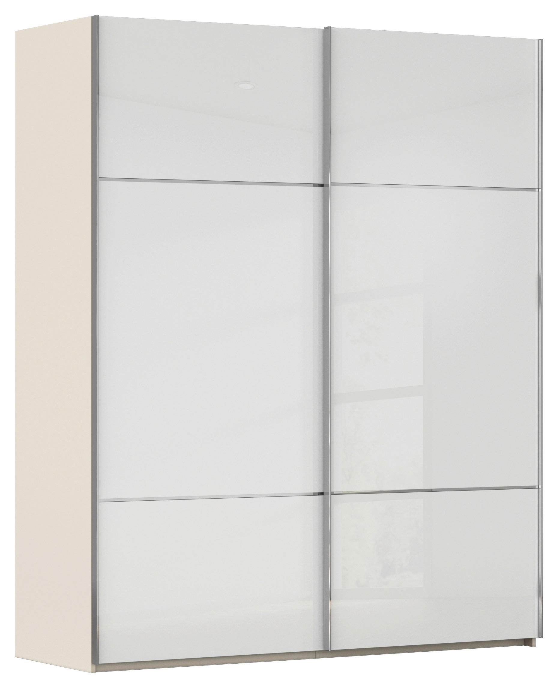 SCHWEBETÜRENSCHRANK in Weiss, Champagner  - Chromfarben/Weiss, Konventionell, Glas/Holzwerkstoff (181/223/67cm) - Novel