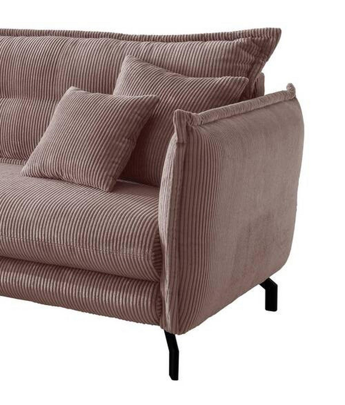 ECKSOFA Rosa Cord  - Schwarz/Rosa, MODERN, Textil/Metall (180/255cm) - Livetastic