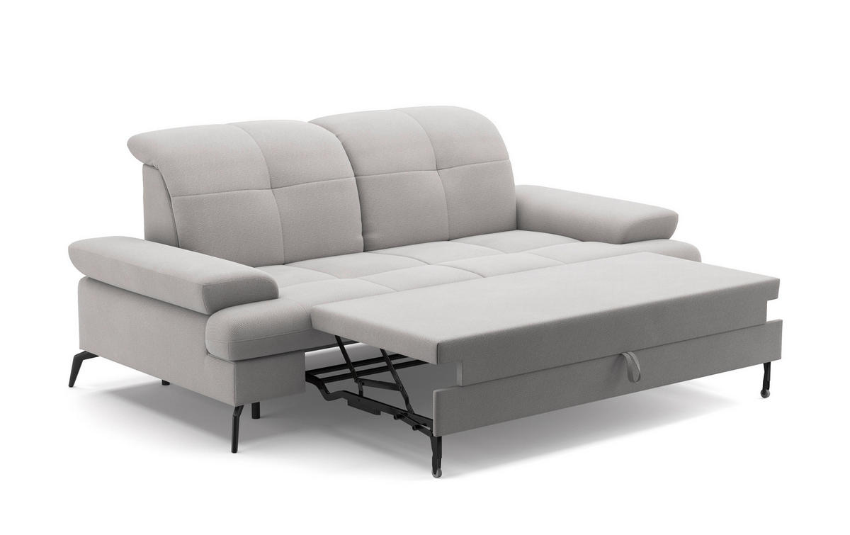 3-SITZER-SOFA in Flachgewebe Silberfarben  - Silberfarben/Schwarz, Konventionell, Textil/Metall (212/90/122cm) - Sit & More