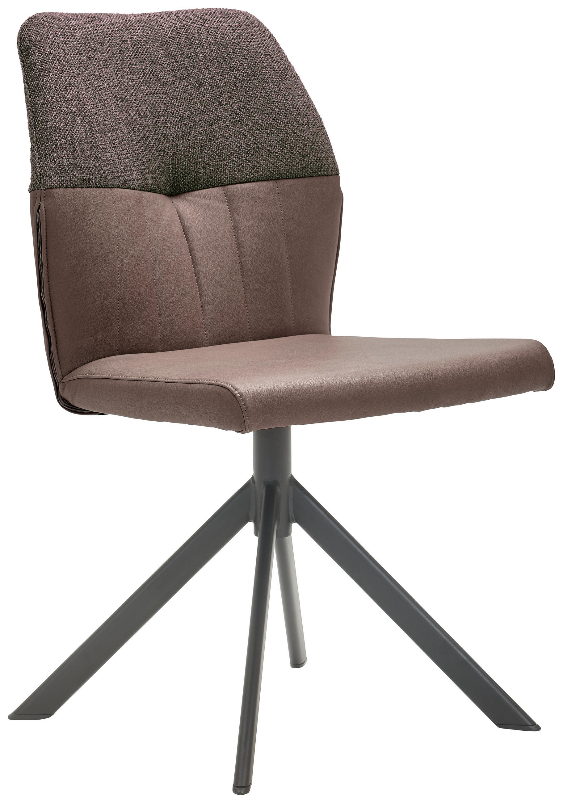 STUHL  in Lederlook, Webstoff Textil  - Schwarz/Braun, KONVENTIONELL, Textil/Metall (49,5/87/62,5cm) - Valdera