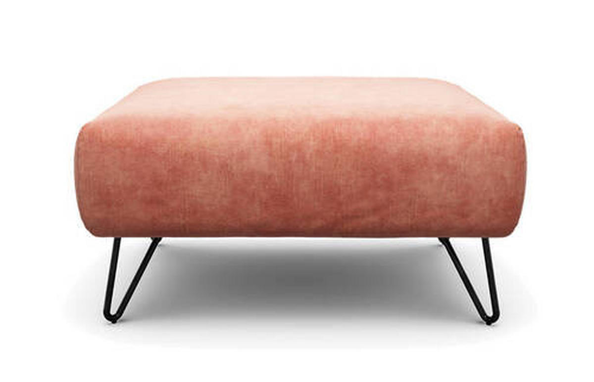 HOCKER in Textil Rosa  - Schwarz/Rosa, Design, Textil/Metall (90/70/46cm) - SENSOO