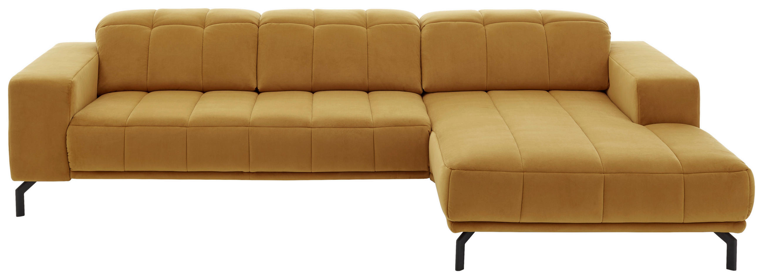 ECKSOFA Currygelb Velours  - Currygelb/Schwarz, Design, Textil/Metall (293/195cm) - Beldomo Style