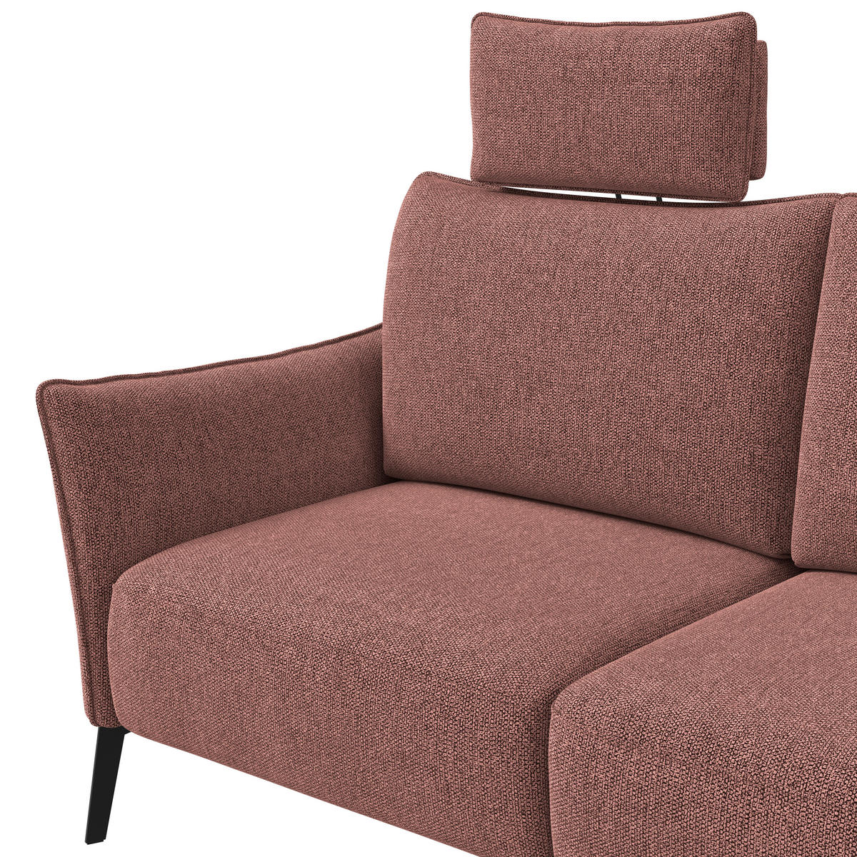 3-SITZER-SOFA Chenille Bordeaux  - Bordeaux/Schwarz, Konventionell, Textil/Metall (184/90/92cm) - Elegando