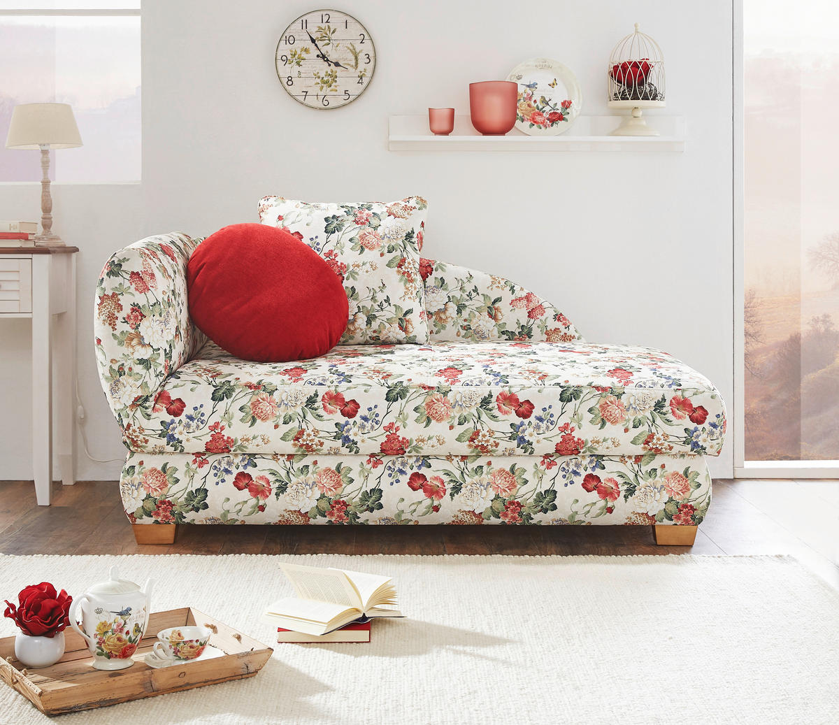 RÉCAMIERE Multicolor, Weiß Flachgewebe  - Eichefarben/Multicolor, LIFESTYLE, Textil (176/85/88cm) - Xora