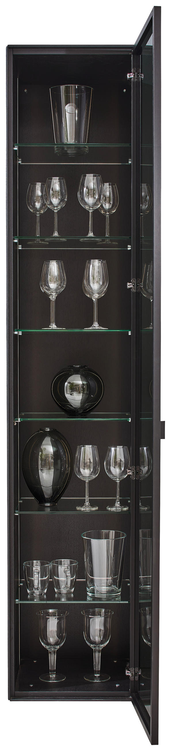 VITRINE  in massiv Asteiche Eichefarben, Schwarz - Eichefarben/Anthrazit, Natur, Glas/Holz (42/206/40cm) - Valnatura