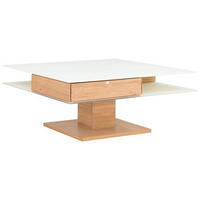 COUCHTISCH in Glas, Holzwerkstoff 90/90/43 cm  - Weiss/Eichefarben, Design, Glas/Holzwerkstoff (90/90/43cm) - Voglauer
