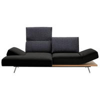 ECKSOFA in Flachgewebe Schwarz, Dunkelblau  132/240 cm  - Chromfarben/Schwarz, Design, Holz/Textil (132/240cm) - Koinor