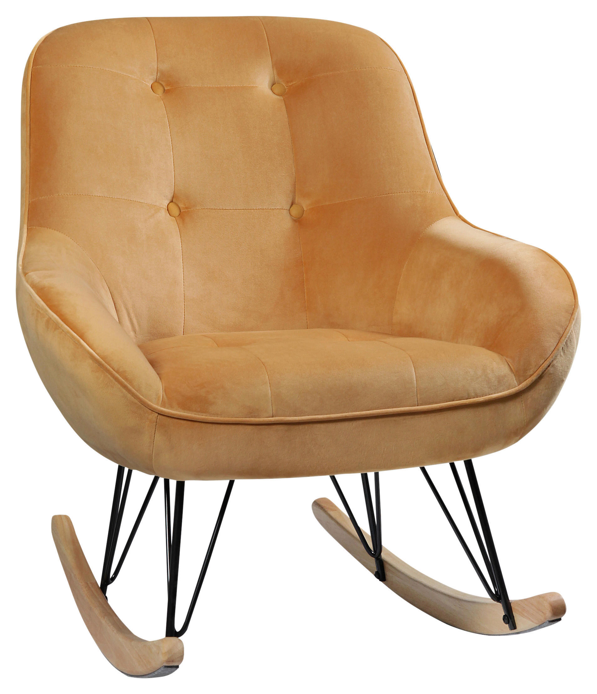 STOLICA ZA LJULJANJE 83/94/73 cm , žuta, prirodna boja, crna  - prirodna boja/žuta, Moderno, drvo/metal (83/94/73cm)