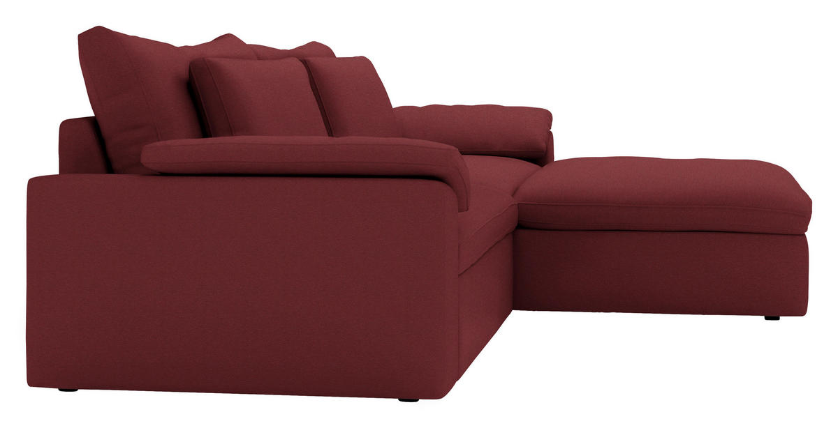 ECKSOFA  Chenille Bordeaux  - Bordeaux/Schwarz, Modern, Kunststoff/Textil (306/198cm) - Carryhome
