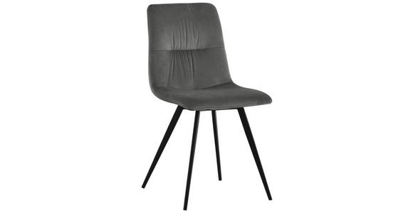 STUHL Samt Grau - Schwarz/Grau, Design, Textil/Metall (45/88/54,5cm) - Carryhome