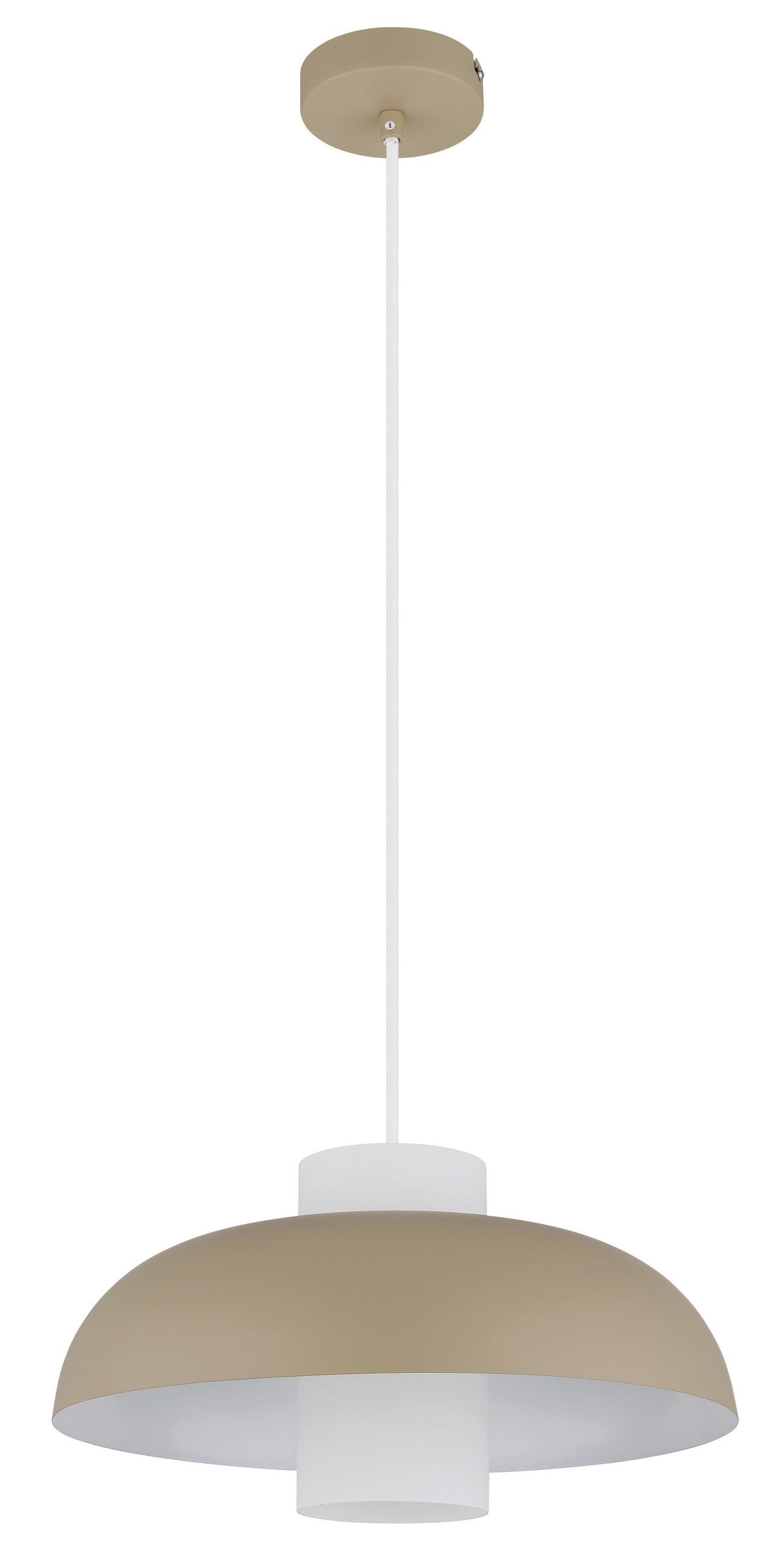 HÄNGELEUCHTE 38/120 cm    - Sandfarben/Weiss, Trend, Glas/Textil (38/120cm) - Globo