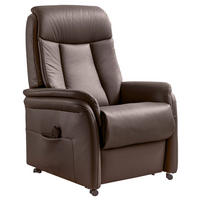 FERNSEHSESSEL Dunkelbraun Lederauswahl, Stoffauswahl, Relaxfunktion, Aufstehhilfe  - Dunkelbraun/Schwarz, Konventionell, Leder/Kunststoff (74/107/84cm) - Valdera