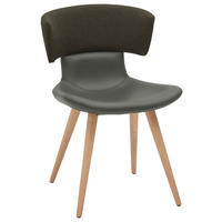 STUHL in Holz, Textil, Leder Grau, Eichefarben  - Eichefarben/Grau, Natur, Leder/Holz (54/82,5/58cm) - Voglauer