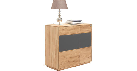 KOMMODE in 98/89/42 cm - Eichefarben/Anthrazit, Design, Glas/Holz (98/89/42cm) - Waldwelt