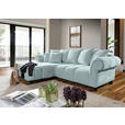 ECKSOFA  in Plüsch Mintgrün Zierkissen, Rückenkissen, Rücken echt  190/288 cm  - Dunkelbraun/Mintgrün, KONVENTIONELL, Holz/Textil (190/288cm) - Carryhome