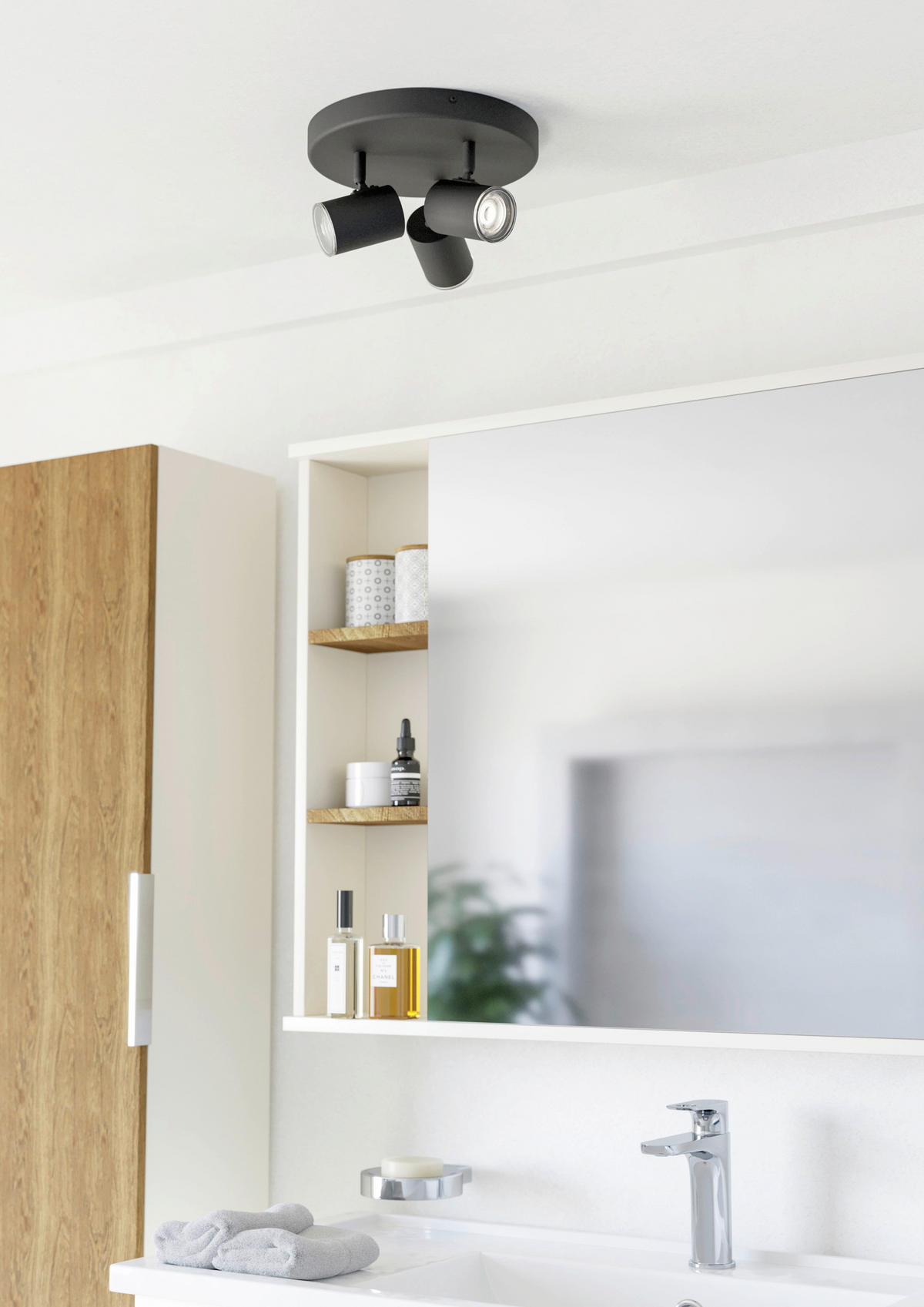 BADEZIMMER-DECKENLEUCHTE Consuma 25/13 cm  - Schwarz, Design, Metall (25/13cm) - Celina