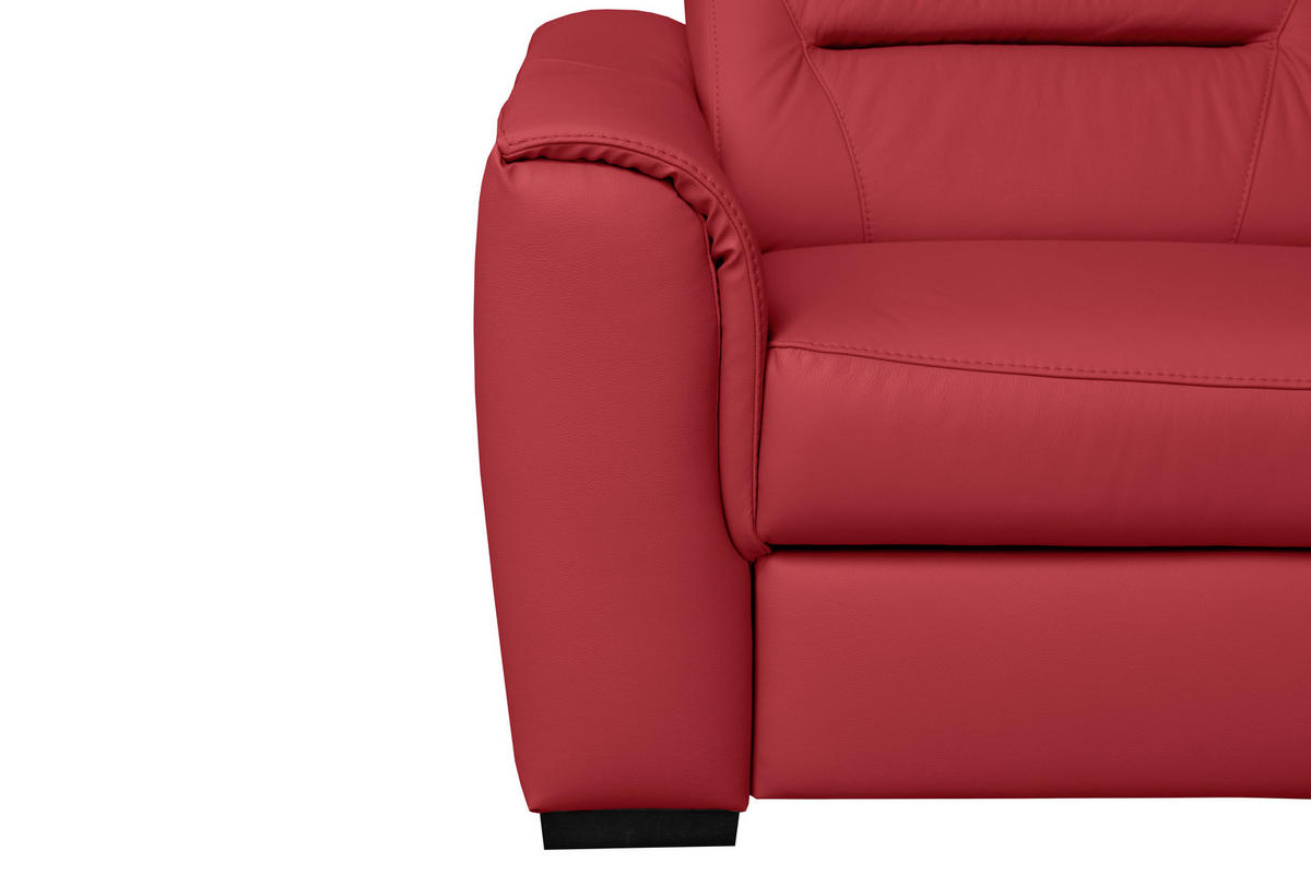 ECKSOFA  in Lederlook Echtleder Rot  - Wengefarben/Rot, Design, Leder/Holz (212/260cm) - Celina Home