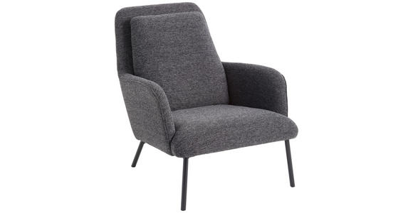 SESSEL in Flachgewebe Anthrazit - Anthrazit/Schwarz, Design, Textil/Metall (73/85/96cm) - Johann Jakob