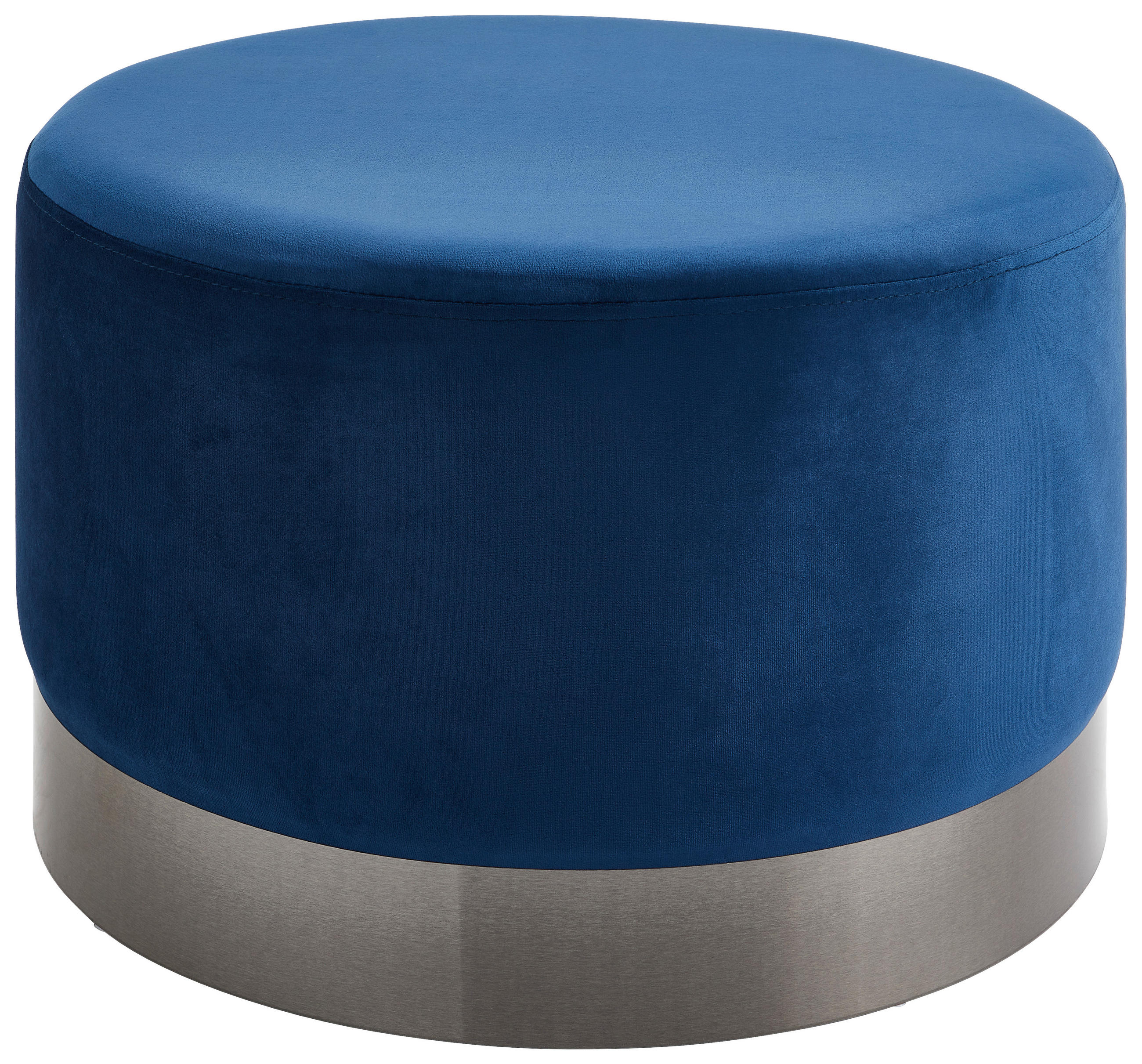 HOCKER Samt Blau, Grau  - Blau/Grau, Trend, Textil/Metall (55/35/55cm) - Xora