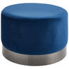 HOCKER Samt Blau, Grau  - Blau/Grau, Trend, Textil/Metall (55/35/55cm) - Xora