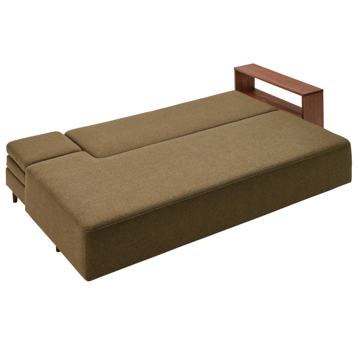 SCHLAFSOFA in Textil Olivgrün  - Nussbaumfarben/Olivgrün, Natur, Holz/Textil (228/90/100cm) - Joka