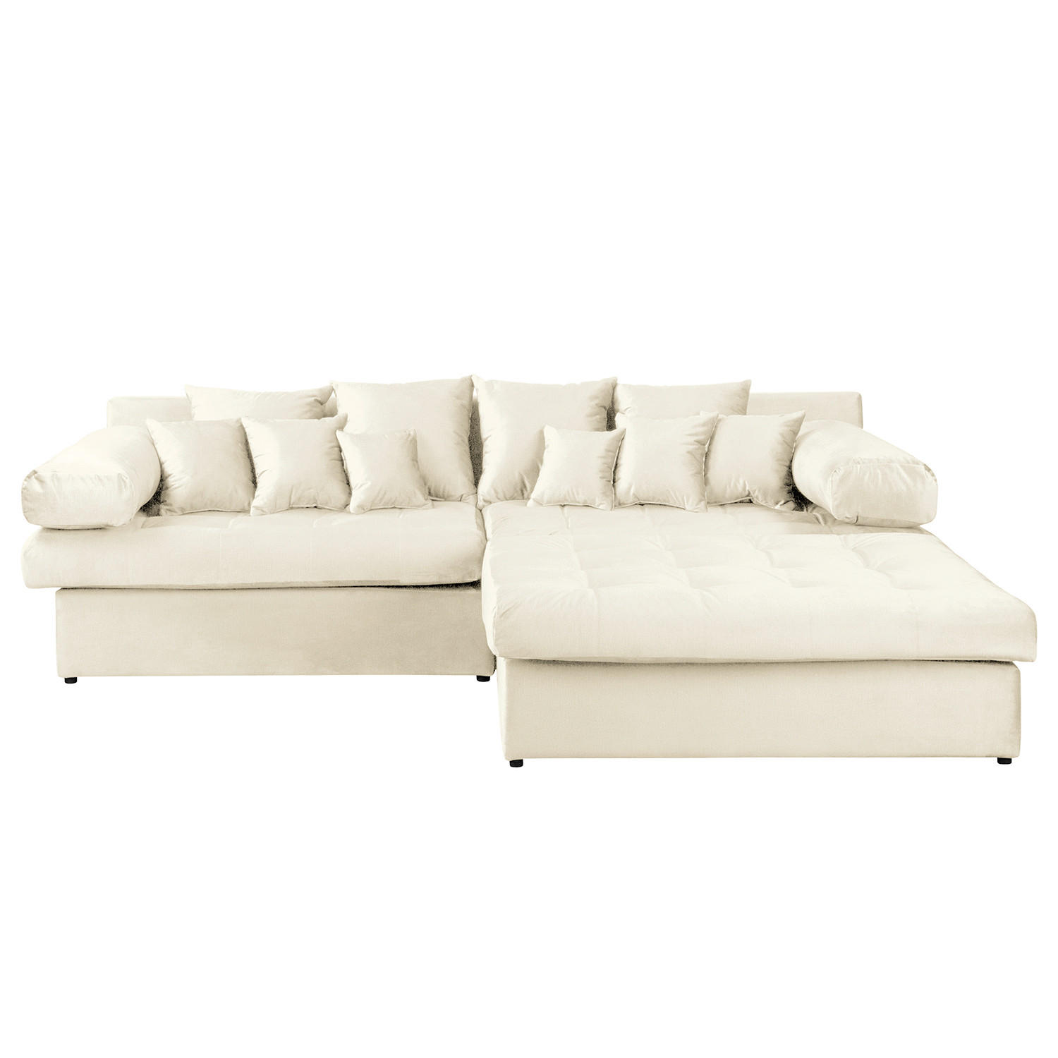 ECKSOFA Velours Beige  - Beige/Schwarz, Design, Kunststoff/Textil (284/243cm) - P & B