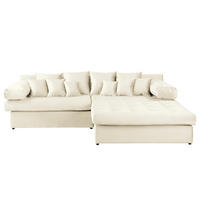 ECKSOFA Velours Beige  - Beige/Schwarz, Design, Kunststoff/Textil (284/243cm) - P & B
