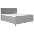BOXSPRINGBETT 180/200 cm  in Hellgrau  - Hellgrau/Schwarz, Design, Textil/Metall (180/200cm) - Esposa