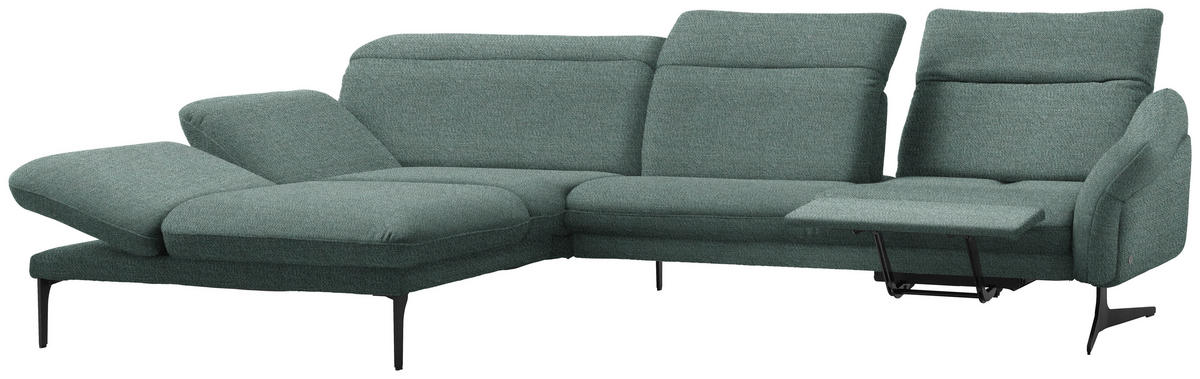 ECKSOFA in Webstoff Türkis  - Türkis/Anthrazit, Design, Textil/Metall (203/299cm) - Himolla
