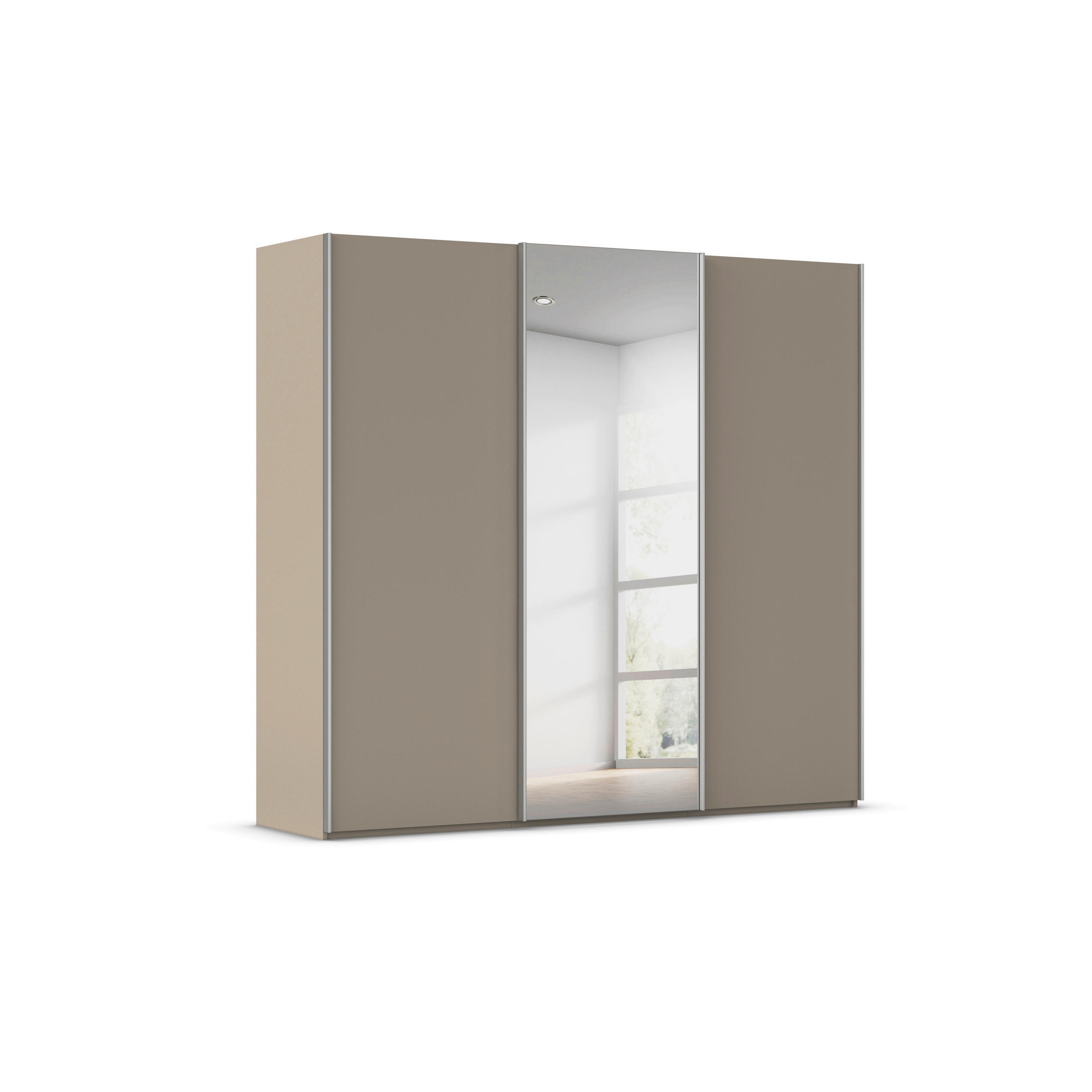 SCHWEBETÜRENSCHRANK 242/223/69 cm,  in Alufarben, Fango, 3 Tür(en)  - Fango/Alufarben, Basics, Glas/Holzwerkstoff (242/223/69cm) - Rauch Möbel