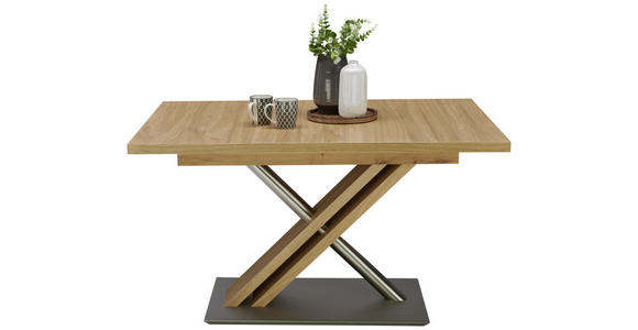 ESSTISCH in Holz, Metall, Holzwerkstoff 120-168/80/75 cm  - Eichefarben, Design, Holz/Holzwerkstoff (120-168/80/75cm) - Moderano