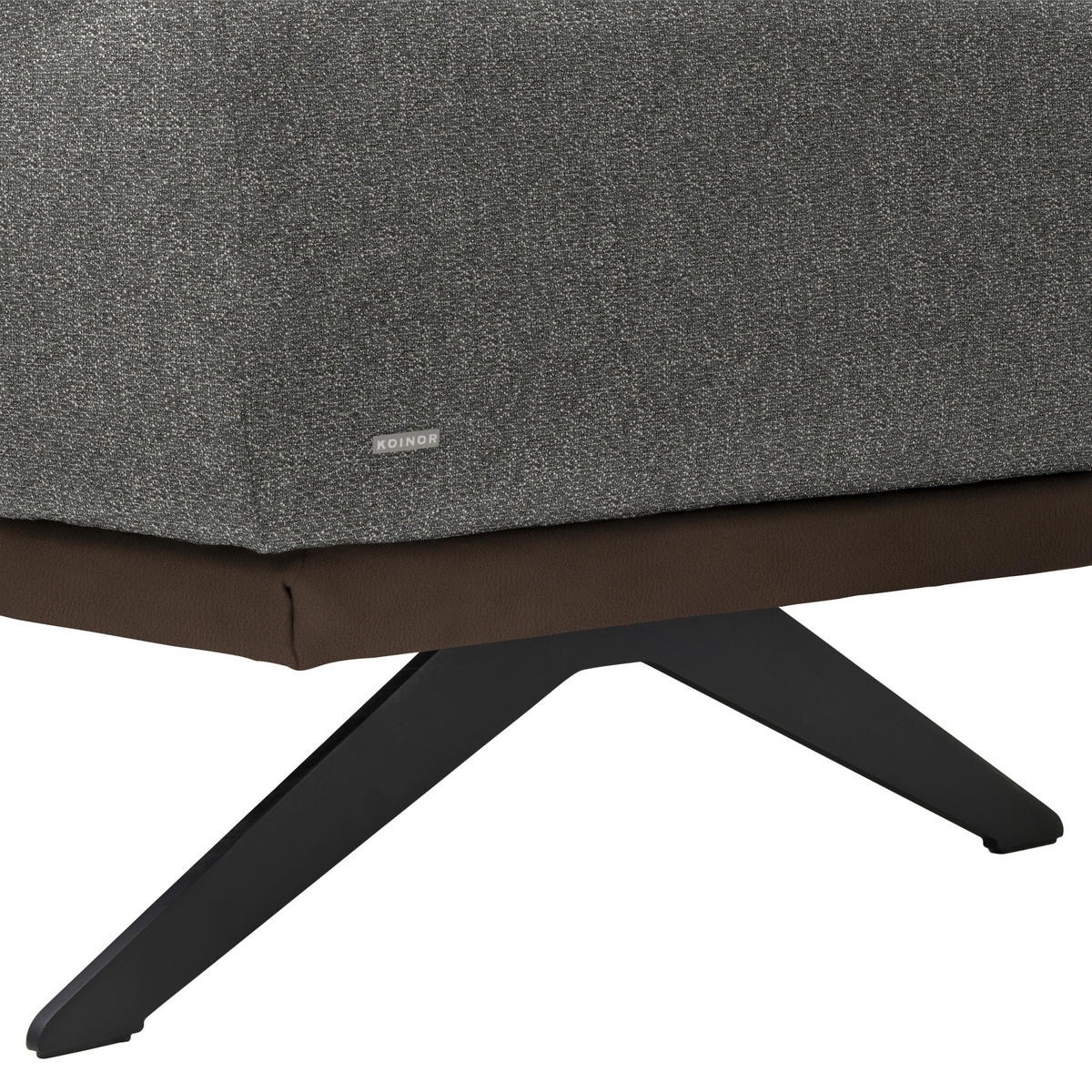 ECKSOFA Chenille, Flachgewebe Braun, Graubraun  - Graubraun/Schwarz, Design, Textil/Metall (239/270cm) - Koinor