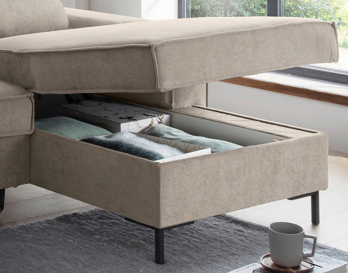 KUTNA GARNITURA tekstil  taupe   - crna/taupe, Moderno, tekstil/metal (240/150cm) - Livetastic