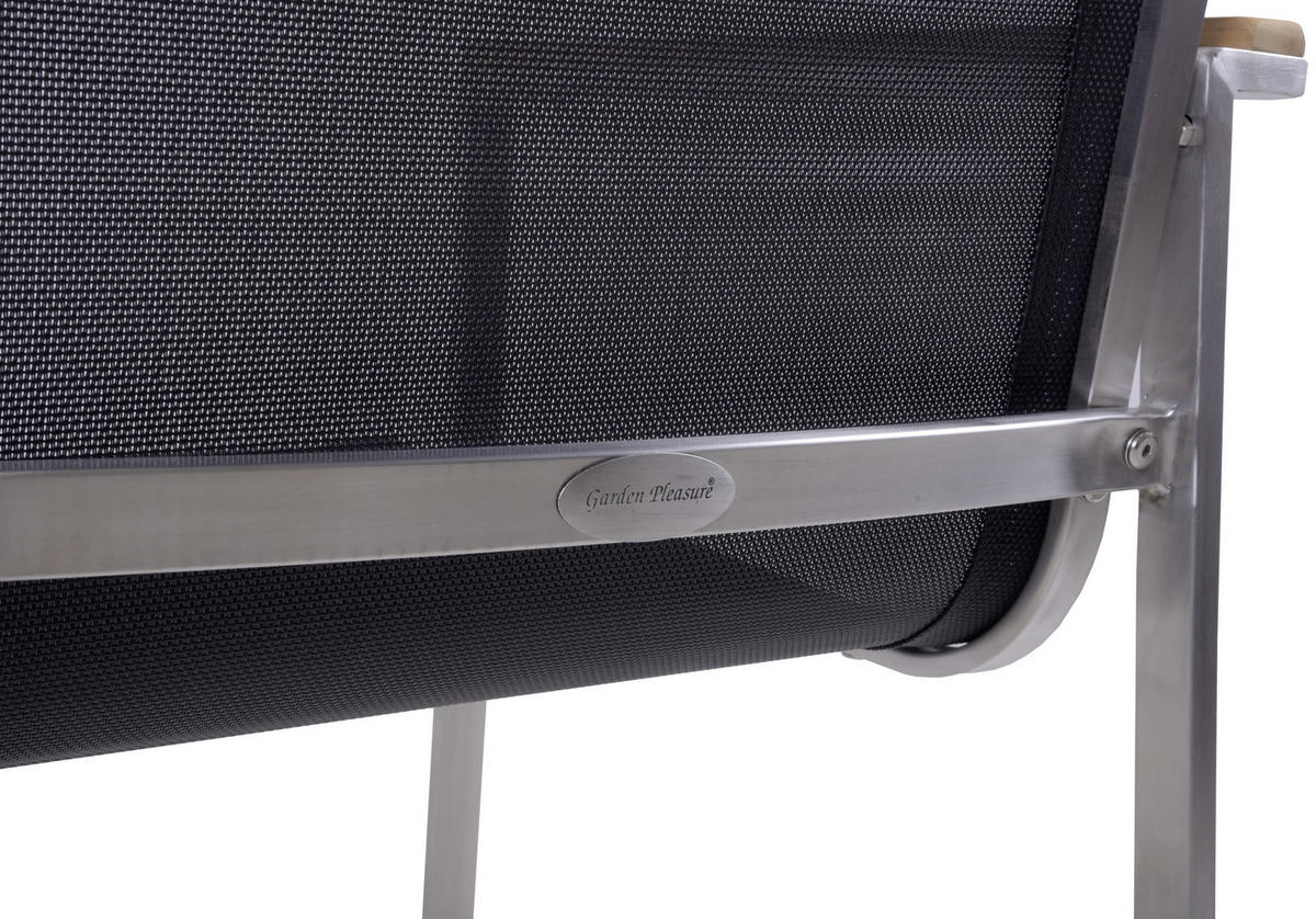 GARTENSTUHL-SET Holz, Metall, Kunststoff Schwarz, Silberfarben, Teakfarben  - Silberfarben/Schwarz, Basics, Holz/Kunststoff (58/86/55cm) - Gardenson