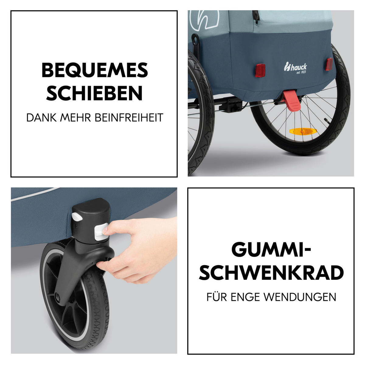 FAHRRADANHÄNGER   Dryk Duo Plus  - Graublau/Schwarz, Basics, Kunststoff/Textil (79/107/114cm) - Hauck