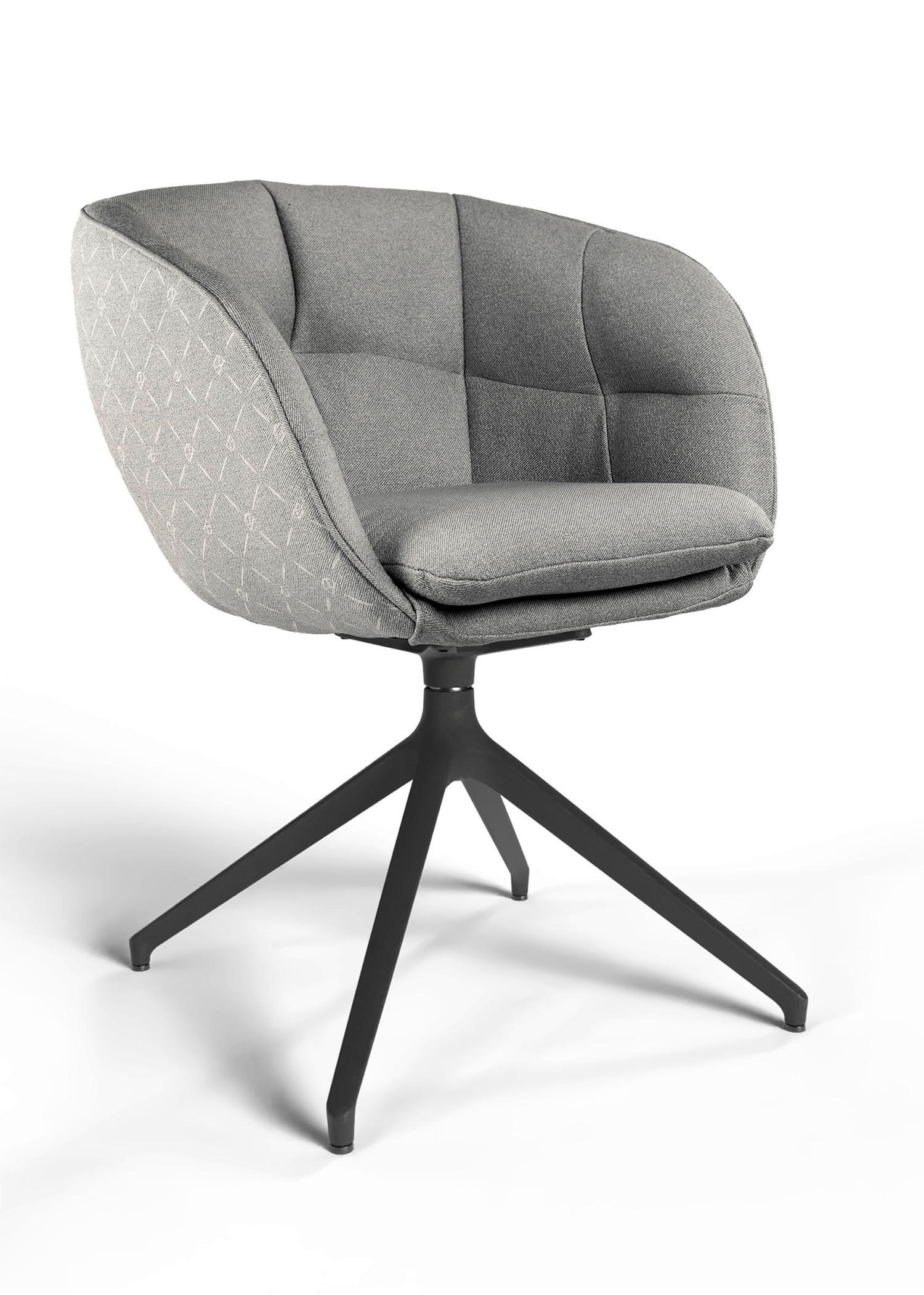 ARMLEHNSTUHL  Beinauswahl, Sitzfläche 360° drehbar, Stoff-/Lederauswahl Jacquard  Hellgrau  - Hellgrau/Schwarz, Design, Textil/Metall (62/81/63cm) - Dieter Knoll