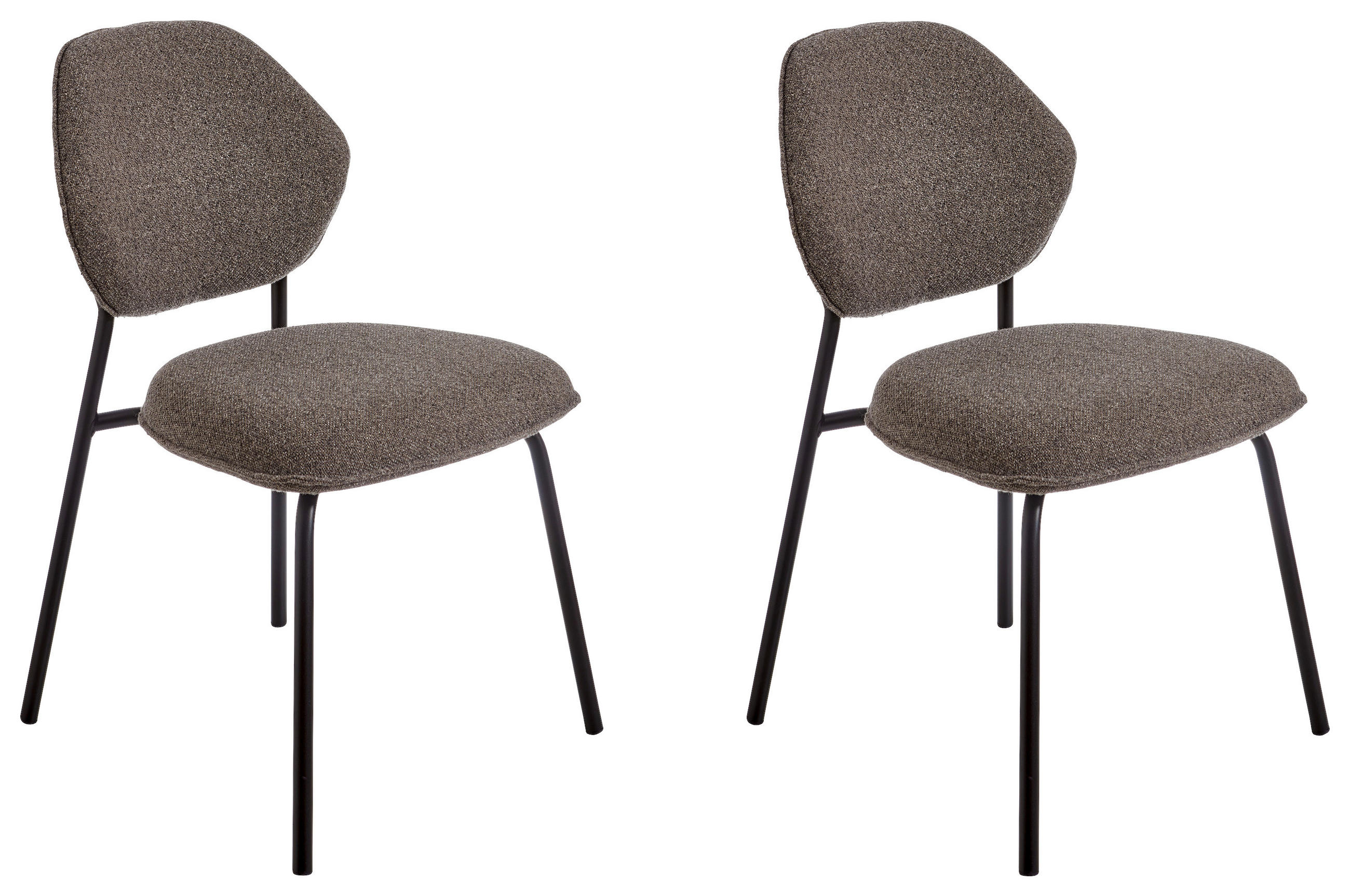 STUHL-SET 2 Stück  in Edelstahl Bouclé  - Schwarz/Braun, Basics, Textil/Metall (51/85/63cm) - Celina Home