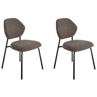 STUHL-SET 2 Stück  in Edelstahl Bouclé  - Schwarz/Braun, Basics, Textil/Metall (51/85/63cm) - Celina Home