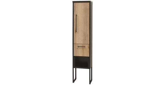 MIDISCHRANK 30/128/30 cm  - Eichefarben/Schwarz, Design, Holzwerkstoff/Metall (30/128/30cm) - Dieter Knoll