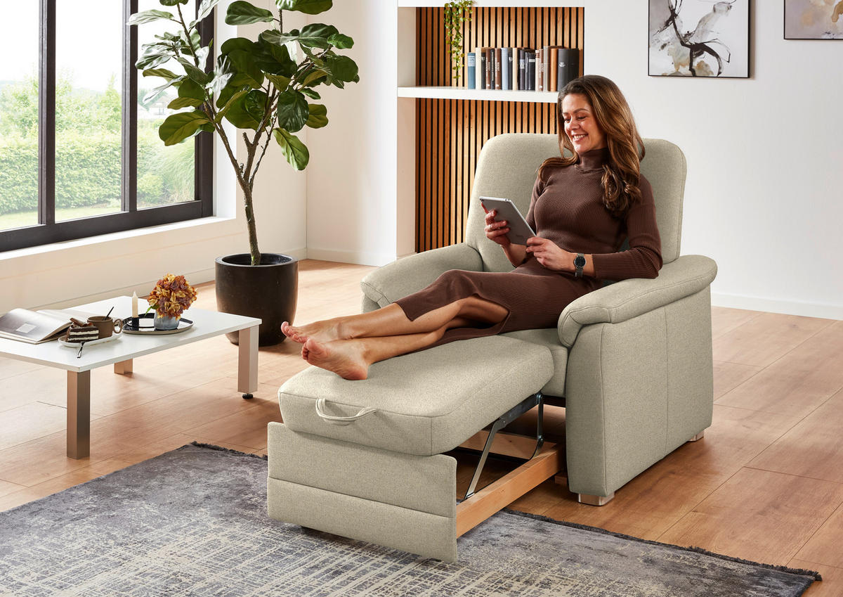 SESSEL Chenille Sandfarben  - Sandfarben/Alufarben, Konventionell, Textil/Metall (88/96/89cm) - Beldomo Comfort