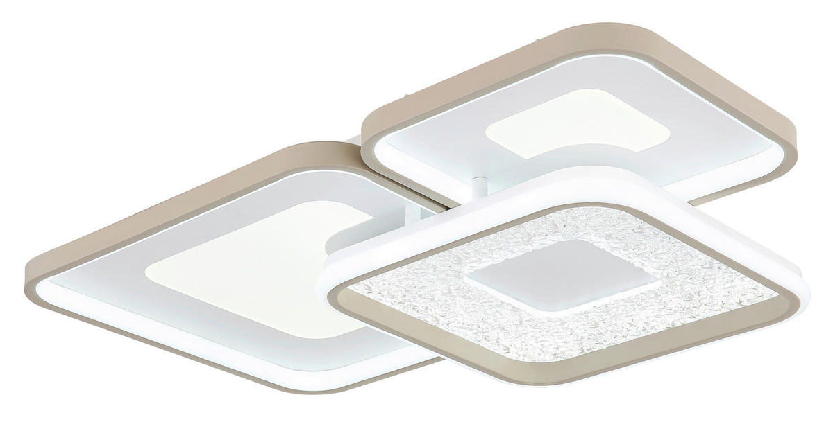 LED-DECKENLEUCHTE 65/45,5/10 cm   - Sandfarben/Klar, Design, Kunststoff/Metall (65/45,5/10cm) - Globo