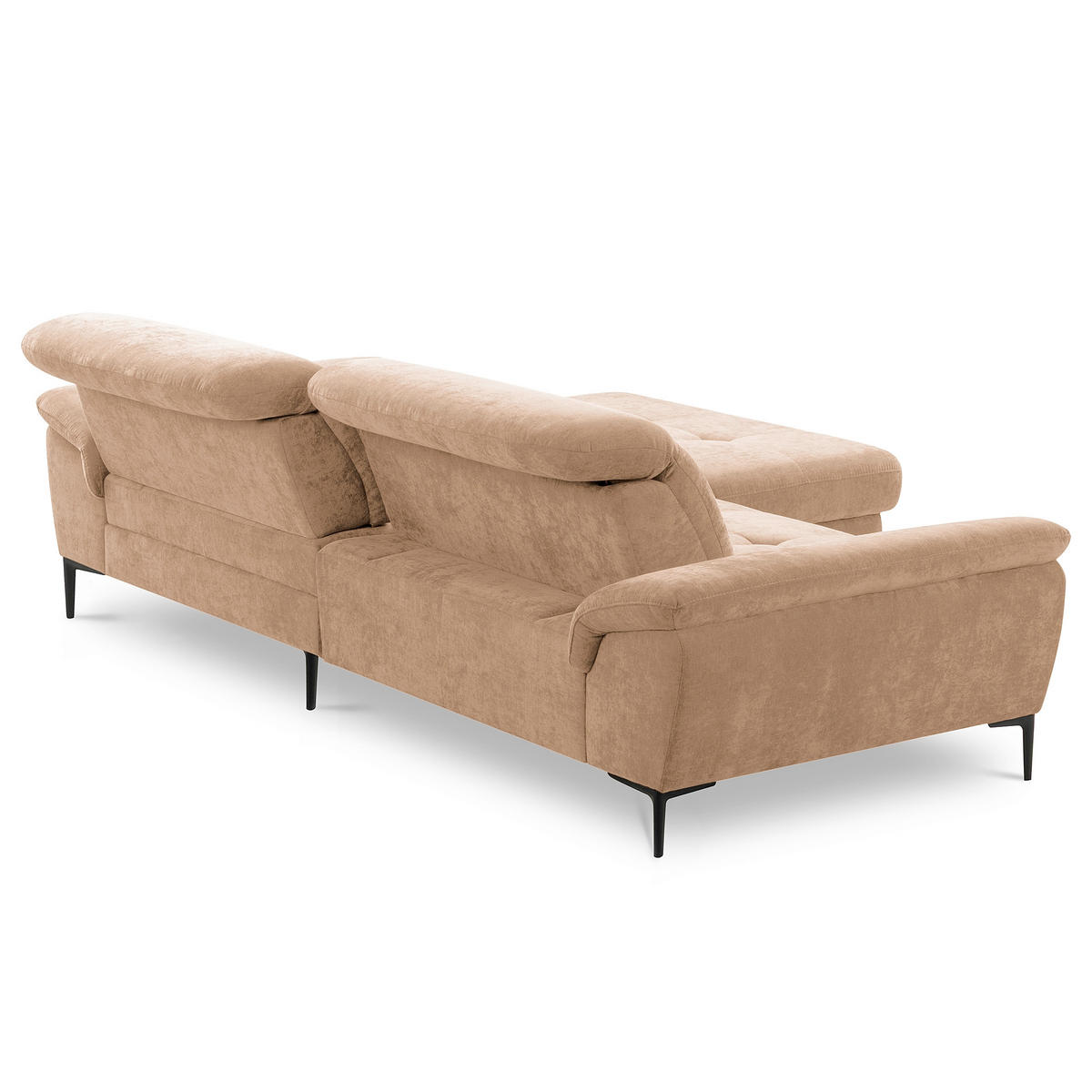 ECKSOFA  Webstoff Rotbraun  - Rotbraun/Schwarz, Design, Textil/Metall (268/195cm) - Livetastic