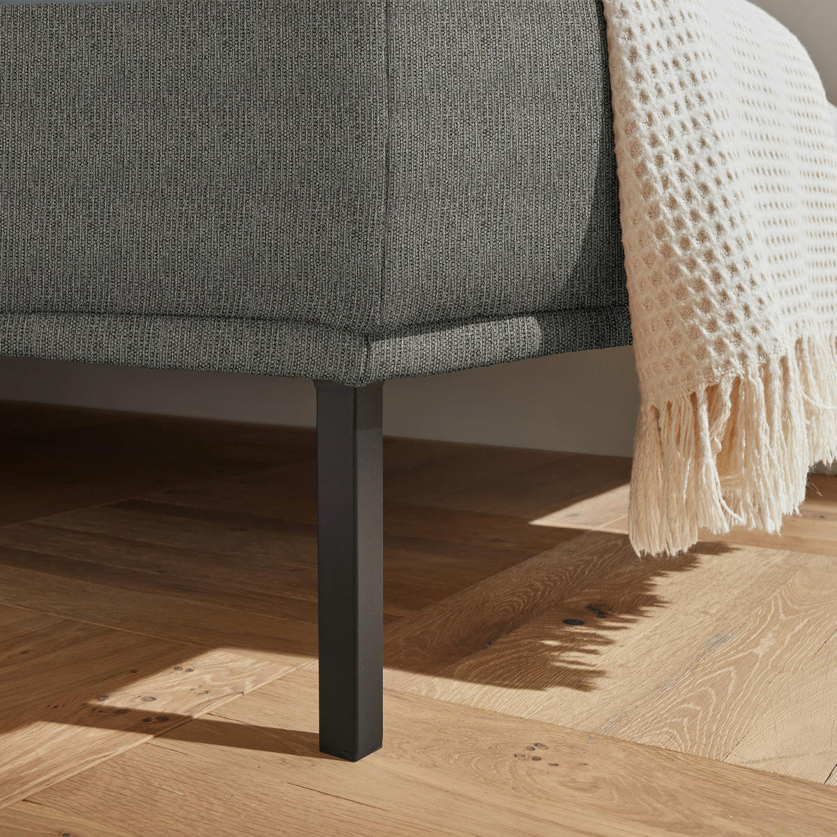 ECKSOFA  in Flachgewebe Graubraun  308/270 cm  - Graubraun/Schwarz, Design, Textil/Metall (308/270cm) - Pure Home Lifestyle