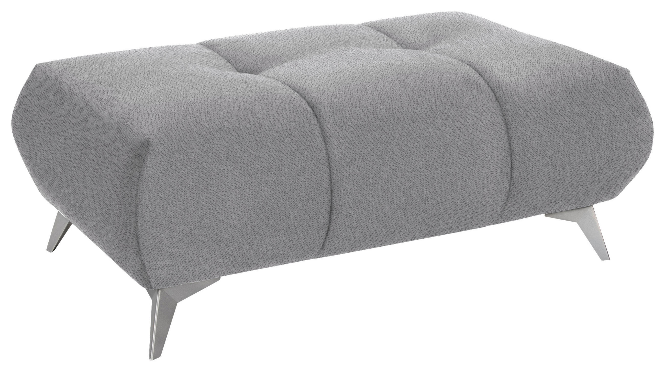 HOCKER in Textil Hellgrau  - Edelstahlfarben/Hellgrau, Design, Textil/Metall (120/43/70cm) - Hom`in