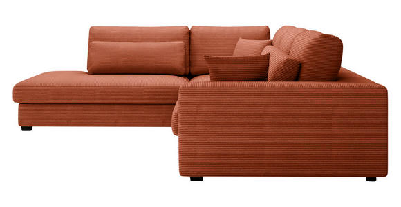 ECKSOFA in Cord Terracotta  - Terracotta/Schwarz, KONVENTIONELL, Kunststoff/Textil (250/314cm) - Carryhome