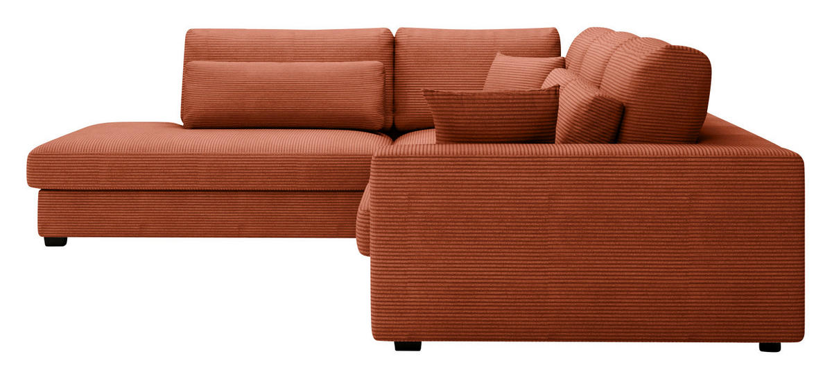 ECKSOFA in Cord Terracotta  - Terracotta/Schwarz, Konventionell, Kunststoff/Textil (250/314cm) - Carryhome