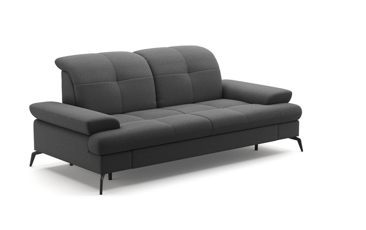 3-SITZER-SOFA in Flachgewebe Dunkelgrau  - Dunkelgrau/Schwarz, Konventionell, Textil/Metall (212/90/122cm) - Sit & More