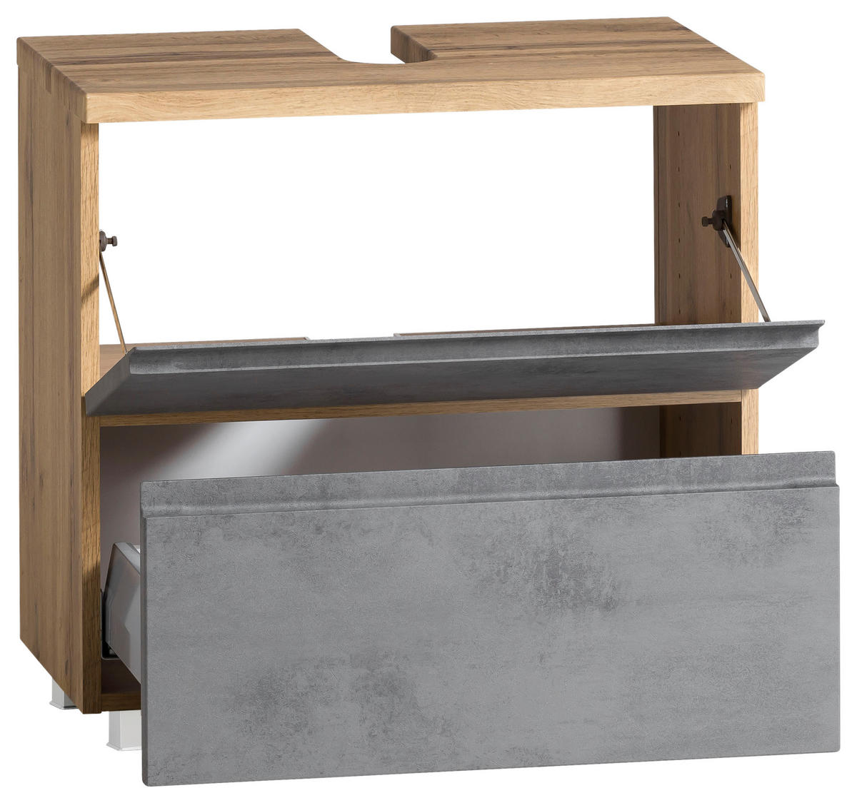 WASCHBECKENUNTERSCHRANK 60/56/35 cm  - Eiche Wotan/Hellgrau, MODERN, Holzwerkstoff (60/56/35cm) - Held