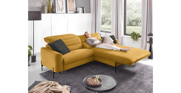 ECKSOFA in Flachgewebe Currygelb  - Currygelb/Schwarz, Design, Textil/Metall (252/191cm) - Dieter Knoll