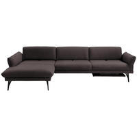 ECKSOFA Posh in Echtleder Dunkelbraun  173/308 cm  - Anthrazit/Dunkelbraun, Design, Leder/Metall (173/308cm) - Joop!